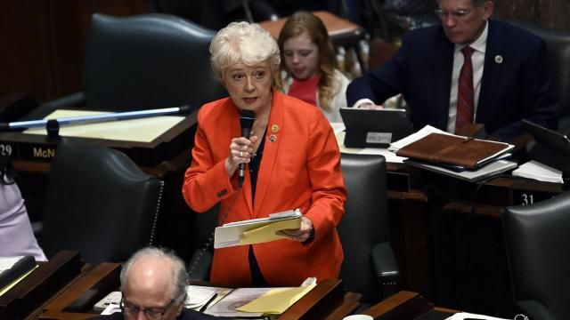 Rep. Janice Bowling, R-Tullahoma, talks about her bill that would make it a crime to take a minor to another state for gender-affirming care without the consent of the child's parent during legislative session of the Senate, Thursday, April 11, in Nashville, Tenn. (AP Photo/Mark Zaleski) Rep. Janice Bowling, R-Tullahoma, talks about her bill that would make it a crime to take a minor to another state for gender-affirming care without the consent of the child's parent during legislative session of the Senate, Thursday, April 11, in Nashville, Tenn. (AP Photo/Mark Zaleski)
