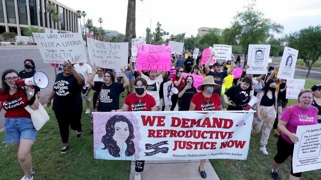 FILE - Thousands of protesters march around the Arizona Capitol in protest after the Supreme Court decision to overturn the landmark Roe v. Wade abortion decision Friday, June 24, 2022, in Phoenix. An Arizona Supreme Court ruling, Tuesday, April 9, 2024, allowing enforcement of an abortion ban is the latest action to elevate abortion as a key political issue this year. (AP Photo/Ross D. Franklin, File) FILE - Thousands of protesters march around the Arizona Capitol in protest after the Supreme Court decision to overturn the landmark Roe v. Wade abortion decision Friday, June 24, 2022, in Phoenix. An Arizona Supreme Court ruling, Tuesday, April 9, 2024, allowing enforcement of an abortion ban is the latest action to elevate abortion as a key political issue this year. (AP Photo/Ross D. Franklin, File)