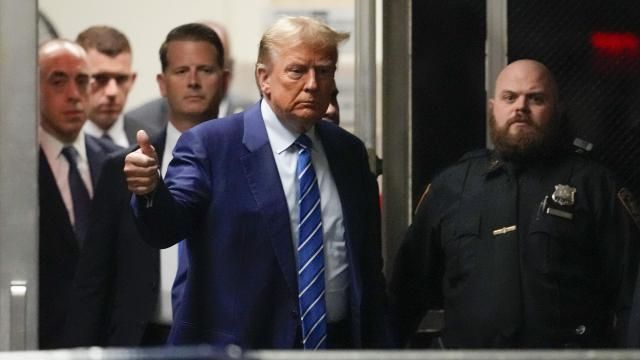 FILE - Former President Donald Trump returns to the courtroom after a recess at Manhattan criminal court, April 16, 2024, in New York. Jury selection in the hush money trial of Donald Trump enters a pivotal and potentially final stretch as lawyers look to round out the panel of New Yorkers that will decide the first-ever criminal case against a former president. (AP Photo/Mary Altaffer, Pool)