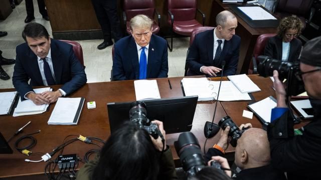 Former President Donald Trump, flanked by attorneys Todd Blanche and Emil Bove, appears at Manhattan criminal court during jury selection in New York, Thursday, April 18, 2024. (Jabin Botsford/The Washington Post via AP, Pool) Former President Donald Trump, flanked by attorneys Todd Blanche and Emil Bove, appears at Manhattan criminal court during jury selection in New York, Thursday, April 18, 2024. (Jabin Botsford/The Washington Post via AP, Pool)