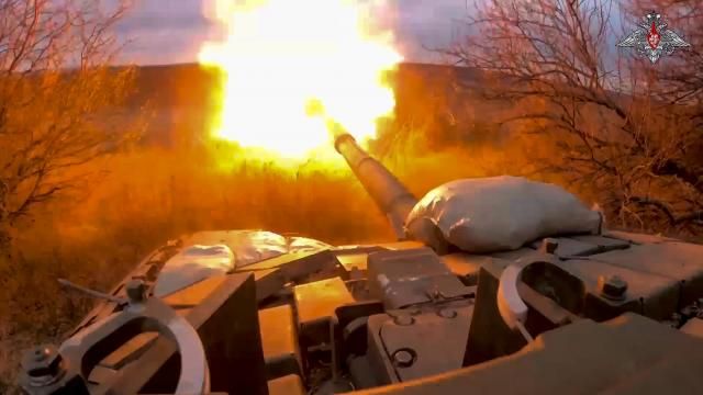 FILE - In this photo released by the Russian Defense Ministry on March 19, 2024, a Russian tank fires at Ukrainian troops from a position near the border with Ukraine in Russia’s Belgorod region. (Russian Defense Ministry Press Service via AP, File) FILE - In this photo released by the Russian Defense Ministry on March 19, 2024, a Russian tank fires at Ukrainian troops from a position near the border with Ukraine in Russia’s Belgorod region. (Russian Defense Ministry Press Service via AP, File)