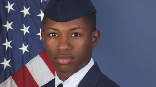 This photo provided by the U.S. Air Force, shows Senior Airman Roger Fortson in a Dec. 24, 2019, photo. The Air Force says the airman supporting its Special Operations Wing at Hurlburt Field, Fla., was shot and killed on May 3, 2024, during an incident involving the Okaloosa County Sheriff's Office. (U.S. Air Force via AP)