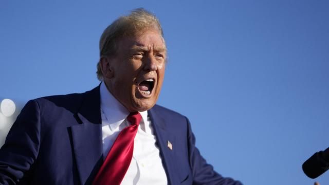 FILE - Republican presidential candidate former President Donald Trump reacts at a campaign rally in Freeland, Mich., May 1, 2024. (AP Photo/Paul Sancya, File)