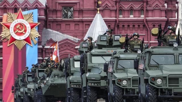 CORRECTS DATE Russian armoured military vehicles roll during the Victory Day military parade dress rehearsal at the Red Square in Moscow, Russia, Sunday, May 5, 2024. The parade will take place at Moscow's Red Square on May 9 to celebrate 79 years since the victory in WWII. (AP Photo/Alexander Zemlianichenko) CORRECTS DATE Russian armoured military vehicles roll during the Victory Day military parade dress rehearsal at the Red Square in Moscow, Russia, Sunday, May 5, 2024. The parade will take place at Moscow's Red Square on May 9 to celebrate 79 years since the victory in WWII. (AP Photo/Alexander Zemlianichenko)