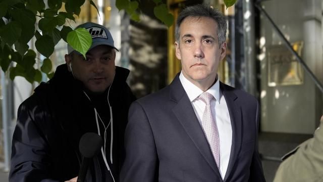 Michael Cohen leaves his apartment building on his way to Manhattan criminal court, Monday, May 13, 2024, in New York. (AP Photo/Julia Nikhinson)