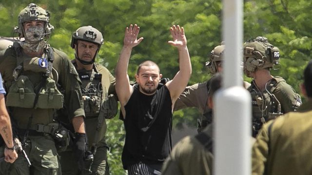 Almog Meir Jan, 21, one of four hostages who were kidnapped in a Hamas-led attack on Oct. 7, 2023, and was just rescued, arrives by helicopter to the Sheba Medical Center in Ramat Gan, Israel, Saturday, June 8, 2024. Israel says it has rescued four hostages who were kidnapped in a Hamas-led attack on Oct. 7. (AP Photo/Tomer Appelbaum)