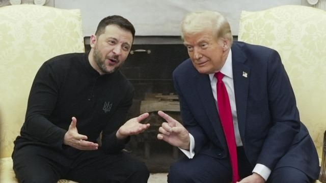 FILE - President Donald Trump, right, meets with Ukrainian President Volodymyr Zelenskyy in the Oval Office at the White House, Feb. 28, 2025, in Washington. (AP Photo/ Mystyslav Chernov, File)