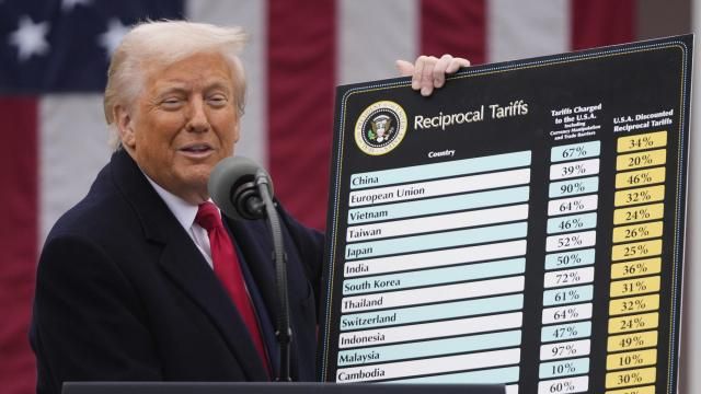 FILE - President Donald Trump speaks during an event to announce new tariffs in the Rose Garden at the White House, on April 2, 2025, in Washington. (AP Photo/Mark Schiefelbein, File)