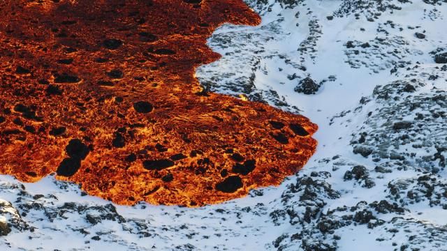 Lava crosses the main road to Grindavík and flows on the road leading to the Blue Lagoon, in Grindavík, Iceland, Thursday, Feb. 8, 2024. A volcano in southwestern Iceland has erupted for the third time since December and sent jets of lava into the sky. The eruption on Thursday morning triggered the evacuation the Blue Lagoon spa which is one of the island nation’s biggest tourist attractions. (AP Photo /Marco Di Marco) Lava crosses the main road to Grindavík and flows on the road leading to the Blue Lagoon, in Grindavík, Iceland, Thursday, Feb. 8, 2024. A volcano in southwestern Iceland has erupted for the third time since December and sent jets of lava into the sky. The eruption on Thursday morning triggered the evacuation the Blue Lagoon spa which is one of the island nation’s biggest tourist attractions. (AP Photo /Marco Di Marco)