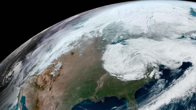This satellite image provided by NOAA shows clouds over North America on Thursday, April 4, 2024. (NOAA via AP) This satellite image provided by NOAA shows clouds over North America on Thursday, April 4, 2024. (NOAA via AP)