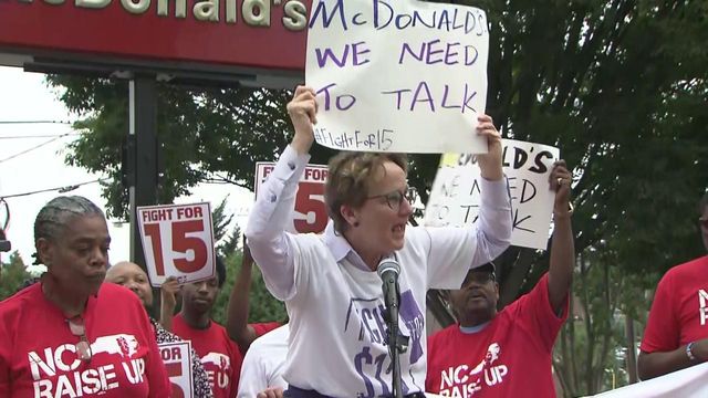 McDonald's workers rally in Durham