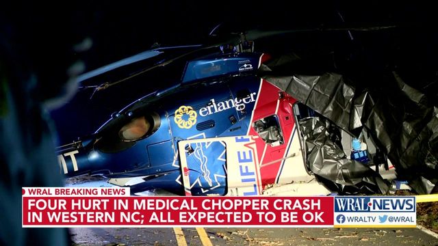Medical helicopter crashes in western NC, four on board expected to survive