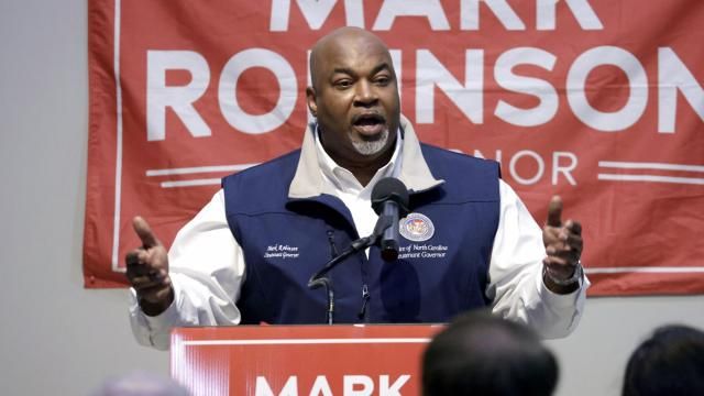 FILE - North Carolina Lt. Gov. Mark Robinson, a Republican candidate for North Carolina governor, speaks at a rally Jan. 26, 2024, in Roxboro, N.C. Robinson has a history of incendiary comments that Democrats hope will undermine his campaign. (AP Photo/Chris Seward, File) FILE - North Carolina Lt. Gov. Mark Robinson, a Republican candidate for North Carolina governor, speaks at a rally Jan. 26, 2024, in Roxboro, N.C. Robinson has a history of incendiary comments that Democrats hope will undermine his campaign. (AP Photo/Chris Seward, File)