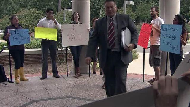 Protest greets lawmakers at gay marriage amendment debate