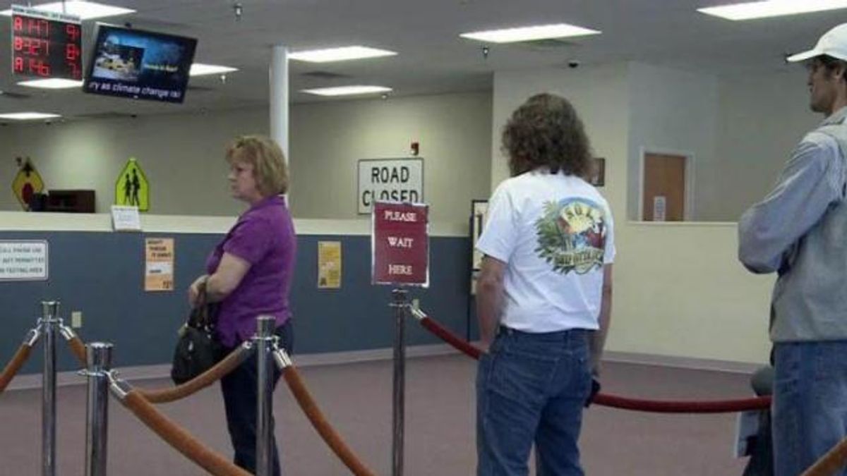 Line at DMV license office