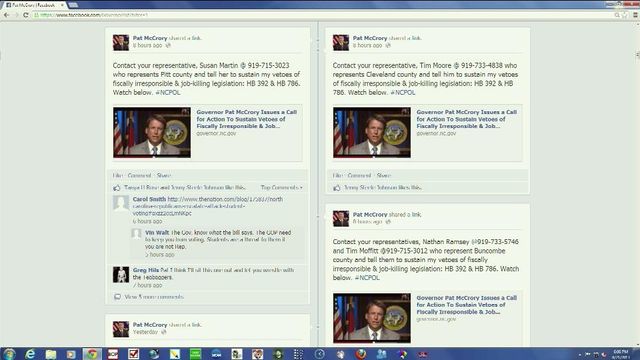 McCrory's Facebook campaign not winning many converts