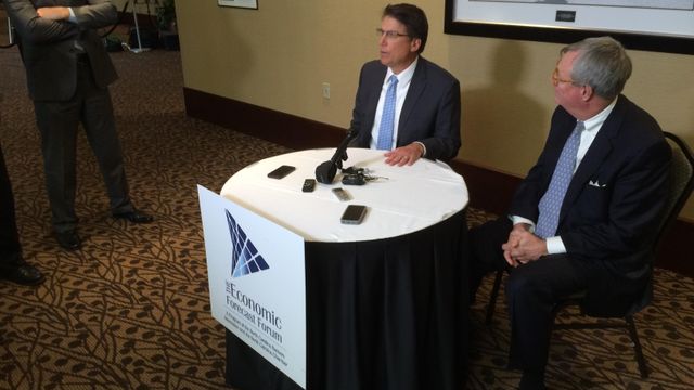McCrory speaks to reporters about Tree.com