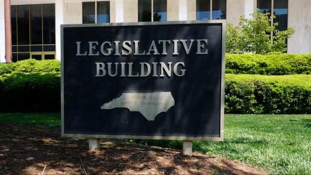 This is the sign in front of the North Carolina legislative building. 