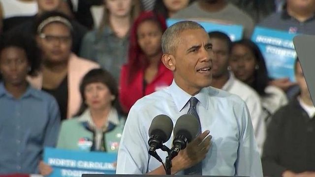 Obama lashes out at Trump during Greensboro rally