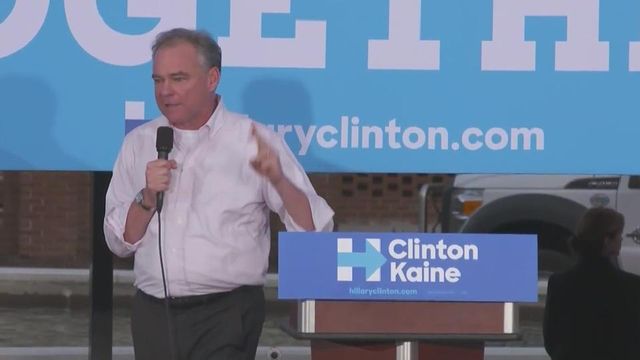 Tim Kaine speaks at early voting rally in Durham