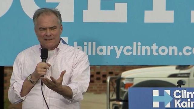 Kaine bashes Trump at Durham rally