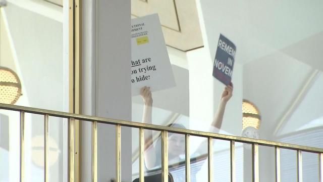 Saturday session protesters