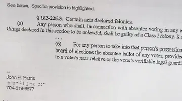 Collecting someone's absentee ballot is a felony