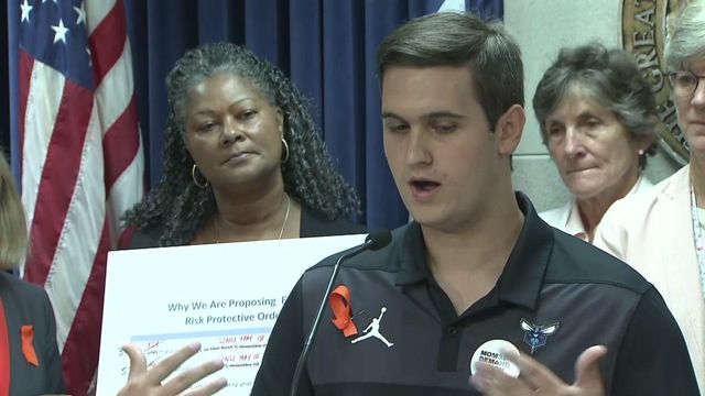 UNC-Charlotte shooting survivor shows scars as he pushes for gun control legislation