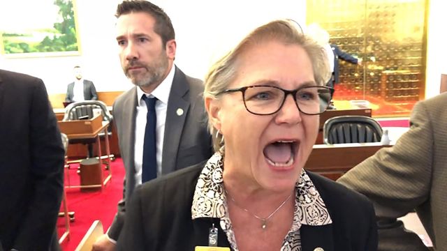 Cellphone video of House Democrats protesting budget veto override vote