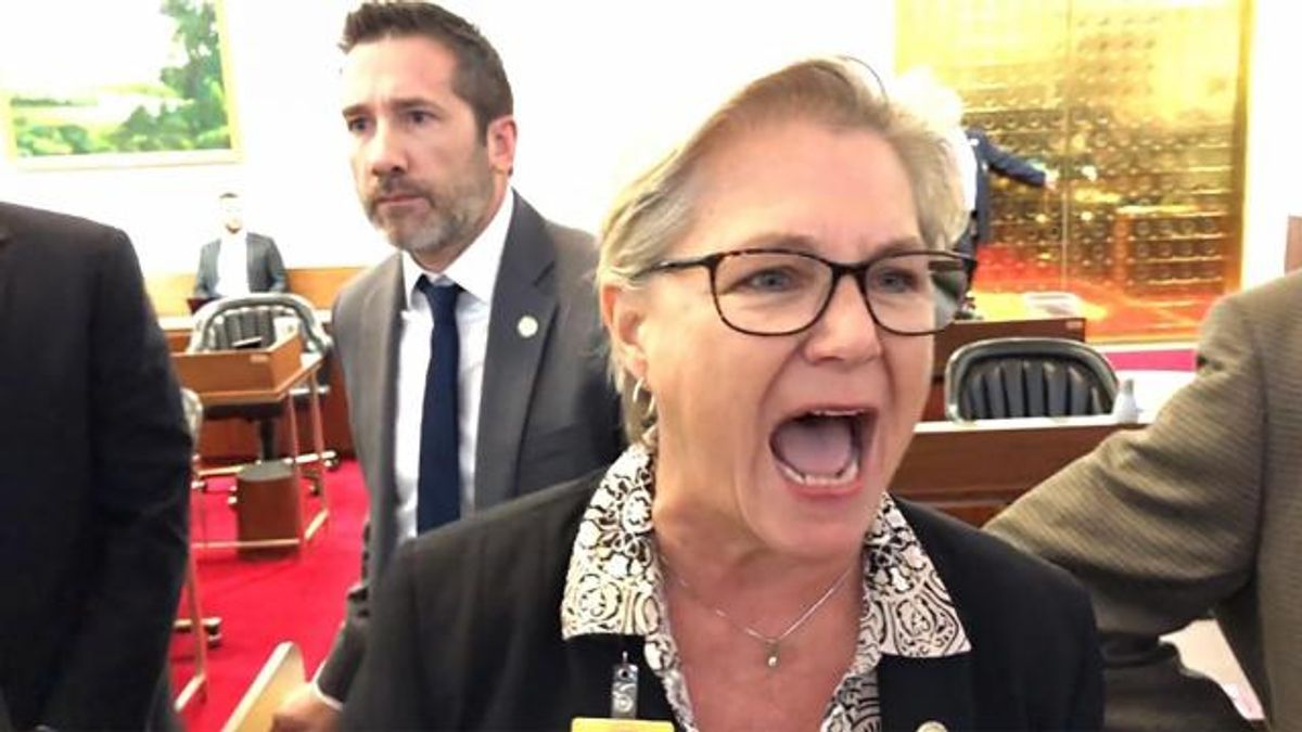Rep. Deb Butler, D-New Hanover, yells at House Speaker Tim Moore