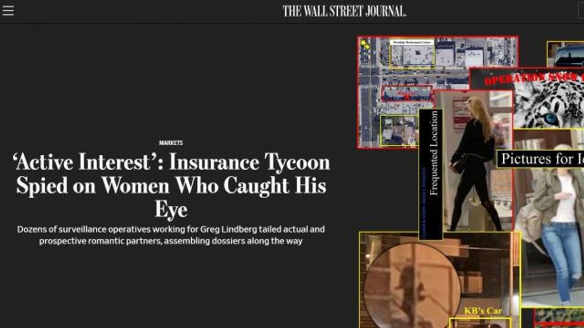 Header art for The Wall Street Journal's Lindberg / dating investigation