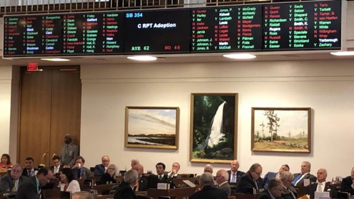 House vote board for teacher pay / budget bill, Oct. 31, 2019.