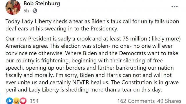 NC state Sen. Bob Steinburg Facebook post, Jan. 20, 2021