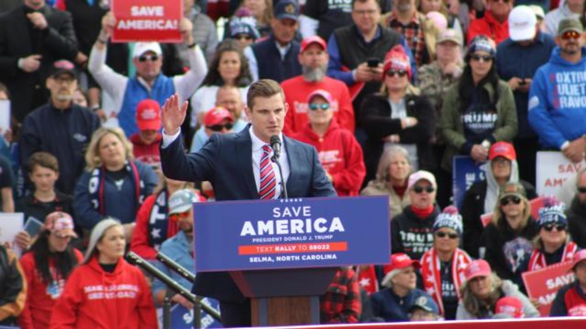 Bo Hines speaks at Trump rally