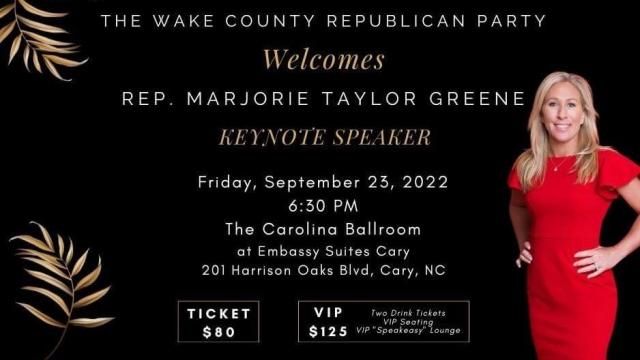 Online invitation for Sept. 23 Wake County Republican Party event.