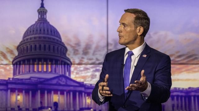 Ted Budd answers question during US Senate debate