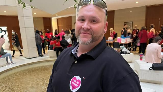 Ricky Clay, Medicaid expansion advocate at the NC General Assembly Feb. 14, 2023.
