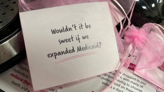 Medicaid expansion advocates gave out Valentines Tuesday as part of their lobbying efforts.
