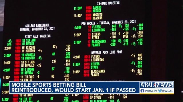 Mobile sports betting bill reintroduced, would start Jan. 1 in NC if passed