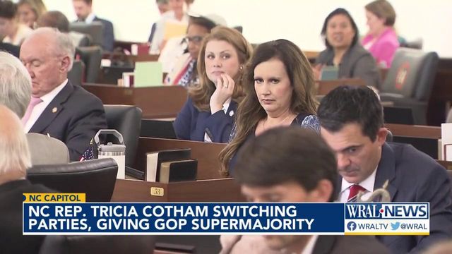 NC. Rep Tricia Cotham switching parties, giving GOP super majority