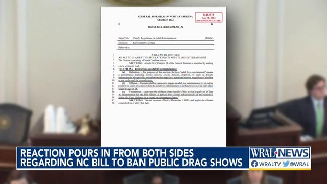 Reaction pours in from both sides regarding NC bill to ban public drag shows