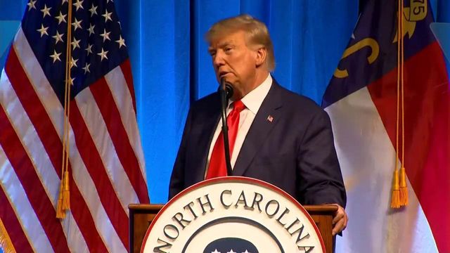 Former President Donald Trump responds to 37-count indictment during NCGOP event