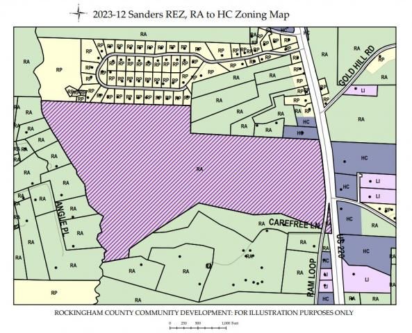 NC Development Holdings Rockingham County rezoning request map
