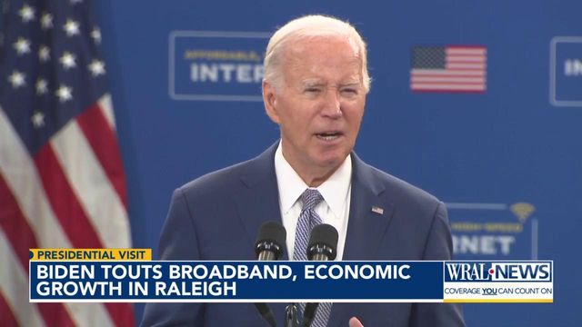 President Joe Biden touts broadband internet, economic growth in Raleigh