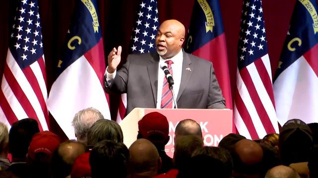 Mark Robinson speaks to supporters after winning GOP nomination in NC governor's race