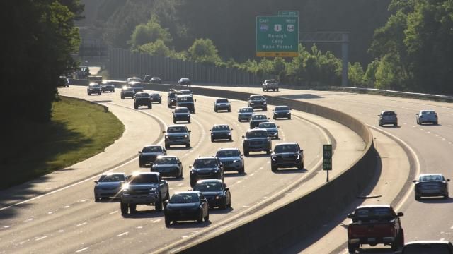 Drivers on I-40 in Raleigh around rush hour in June 2025.