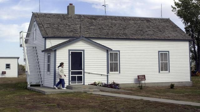 FILE - Lawrence Welk's boyhood home is seen Strasburg, N.D. , Oct. 10, 2002. (AP Photo/Will Kincaid, File)