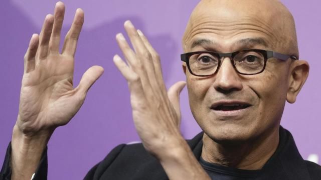FILE - Microsoft CEO Satya Nadella speaks at an event at the Chatham House think tank in London, Jan. 15, 2024. Speaking to over 1,000 computer code developers in India’s ‘Silicon Valley’ Bengaluru, Thursday Nadella, asked them to use the company’s artificial intelligence tools that they are deploying across their products. (AP Photo/Kin Cheung, File) FILE - Microsoft CEO Satya Nadella speaks at an event at the Chatham House think tank in London, Jan. 15, 2024. Speaking to over 1,000 computer code developers in India’s ‘Silicon Valley’ Bengaluru, Thursday Nadella, asked them to use the company’s artificial intelligence tools that they are deploying across their products. (AP Photo/Kin Cheung, File)