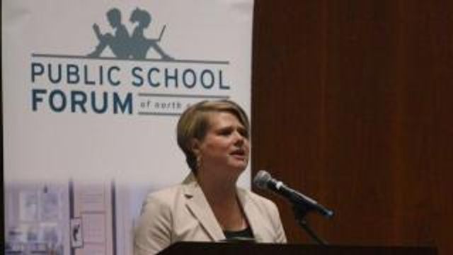 Catherine Truitt, N.C. Superintendent of Public Instruction addresses the May 7, 2024 "Eggs and Issues" Forum in Raleigh, N.C. 