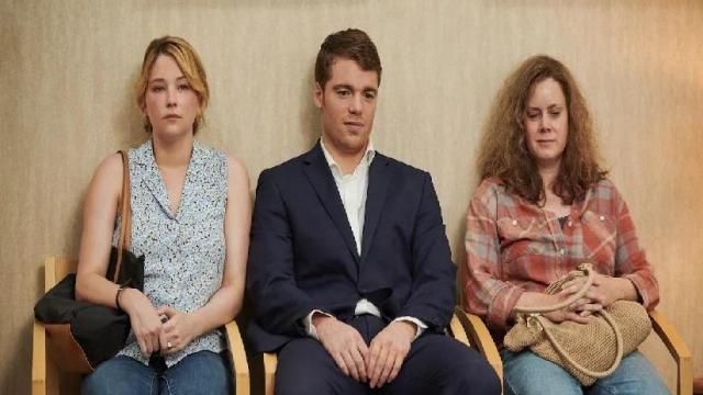 Gabriel Basso stars as J.D. Vance, with Haley Bennett as his sister and Amy Adams as his mother.(Lacey Terrell/Netflix)